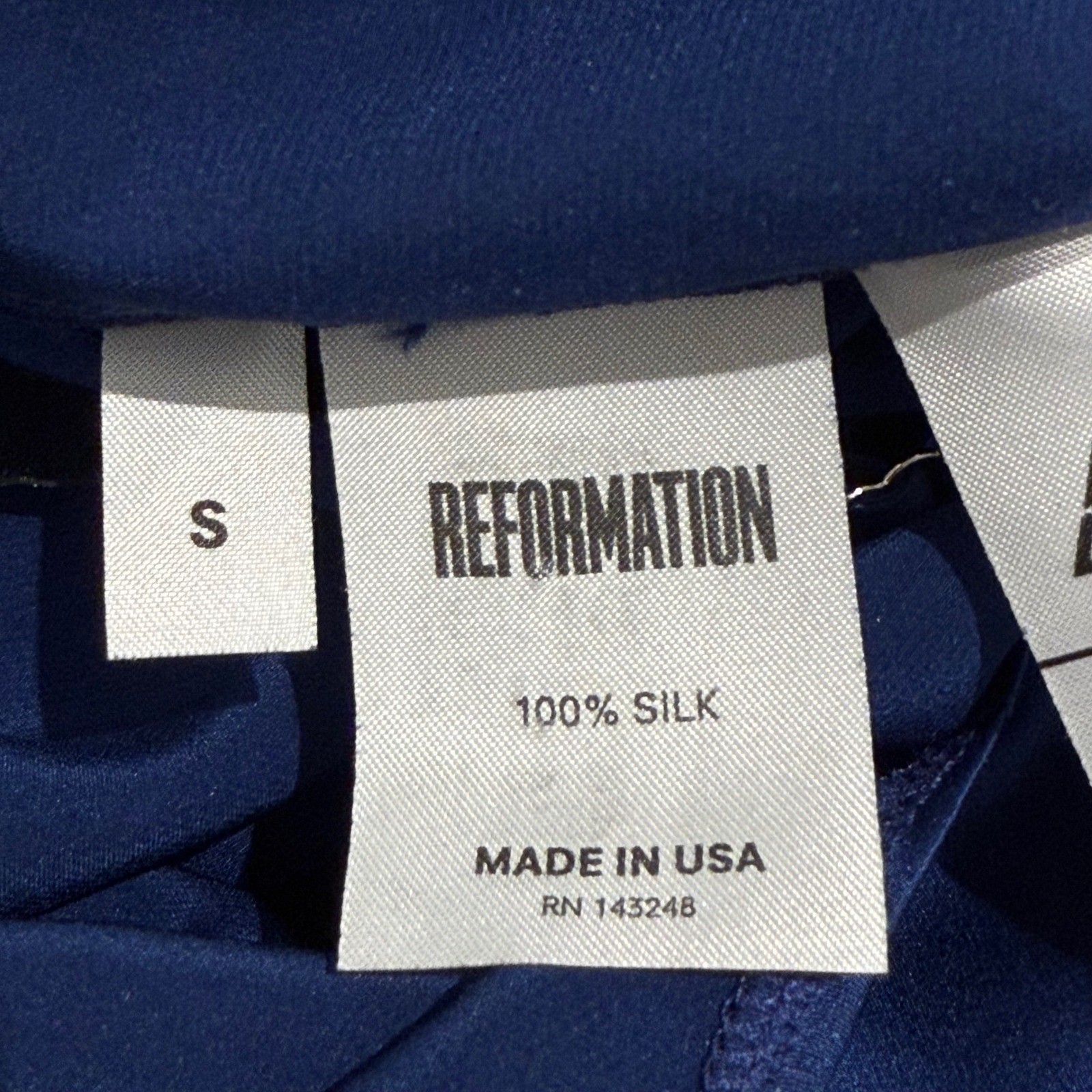 Reformation 100% Silk Iris Maxi Gown Navy Scoop Back Maxi Slip Dress Small