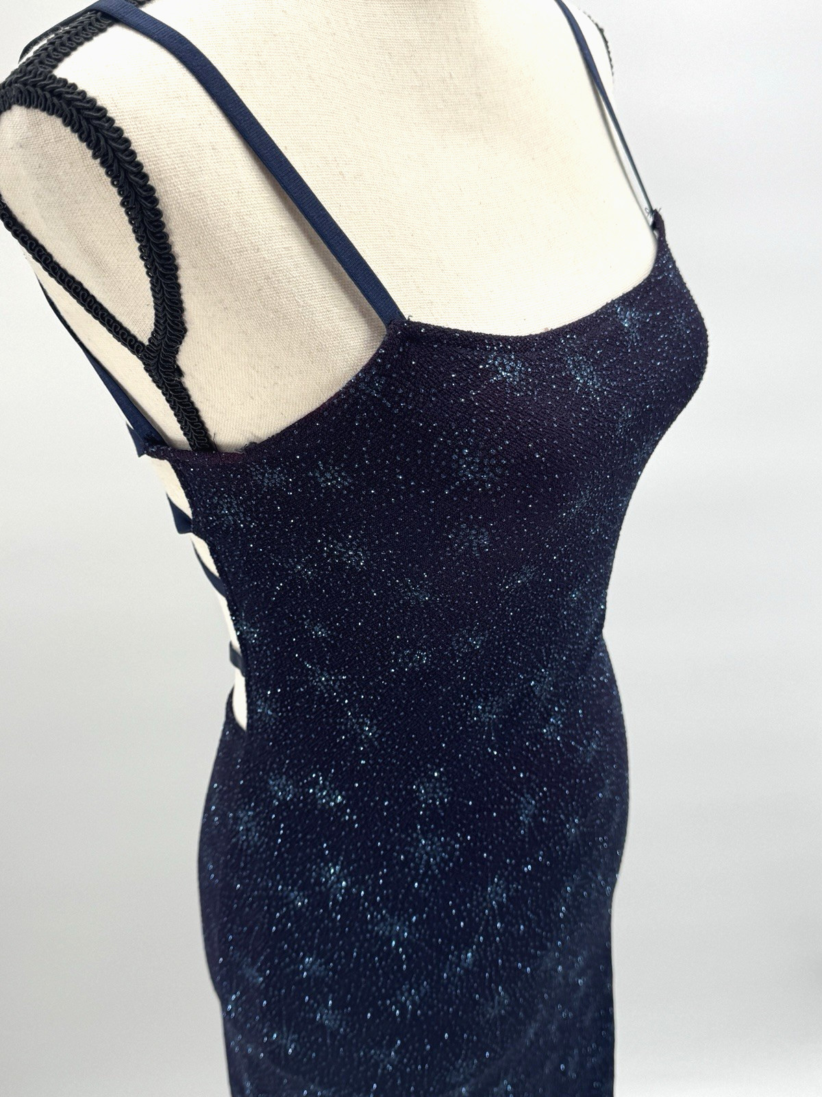 VTG Y2K Whimsigoth City Triangles Celestial Maxi Dress Medium Stretch Hoco Rush