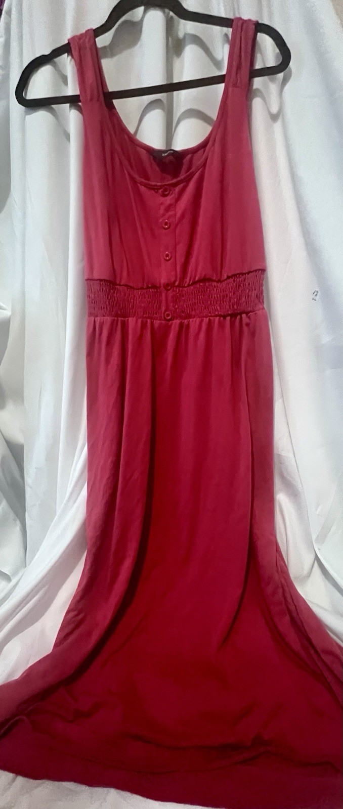 Dokotoo Women’s L Red Solid Scoop Neck Sleeveless Maxi Long Dress Button