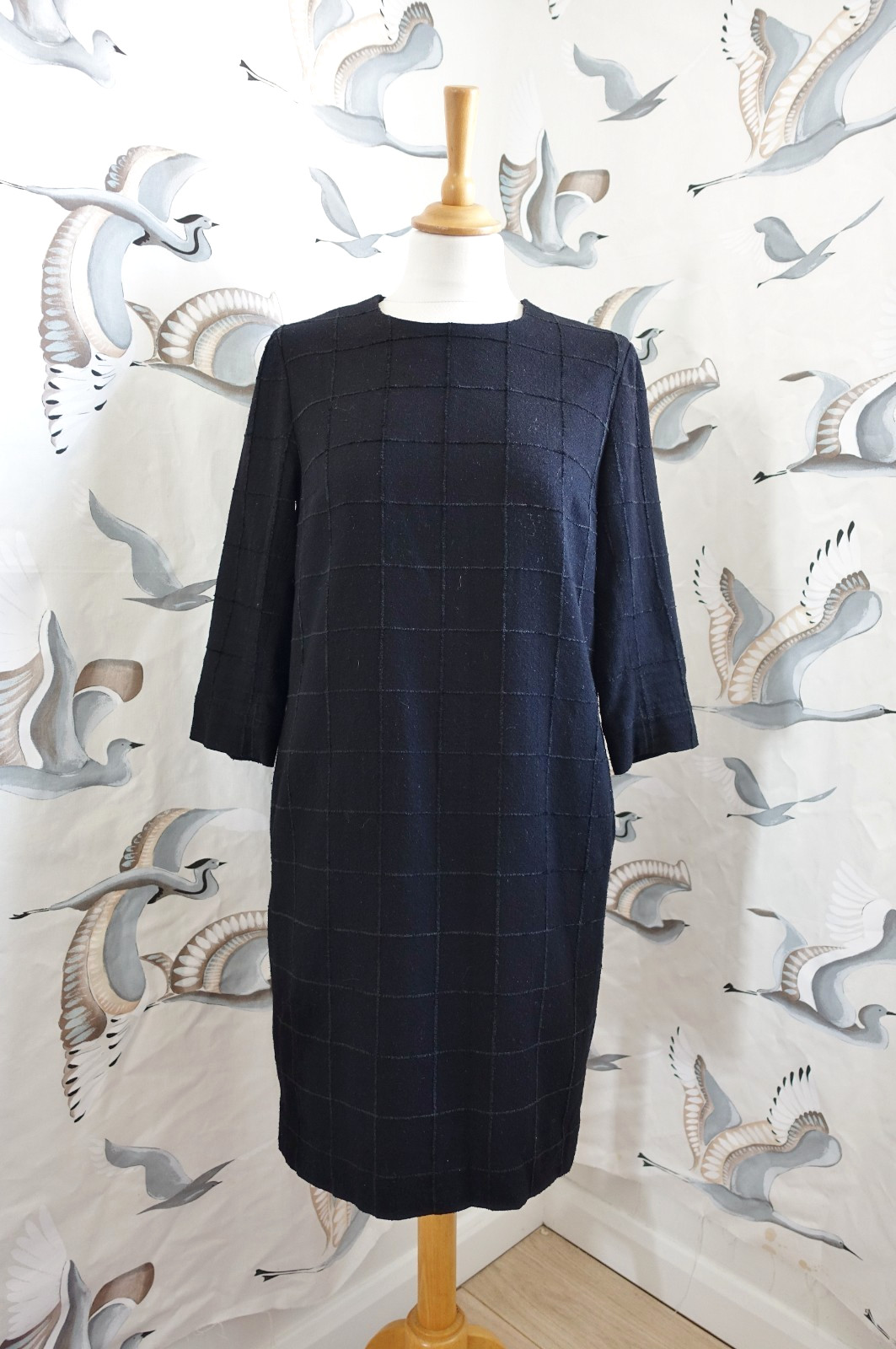 COS Black textured patterned pencil dress size 36 UK 8