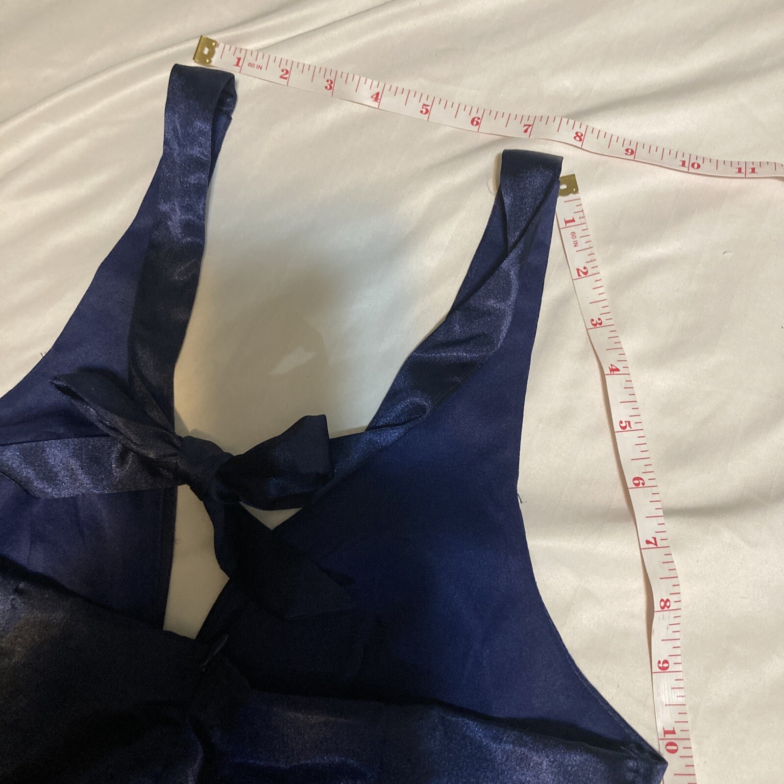 City Triangles dress Dark Blue Size 9 Short Back Zip Halter Top Tie Back Varied