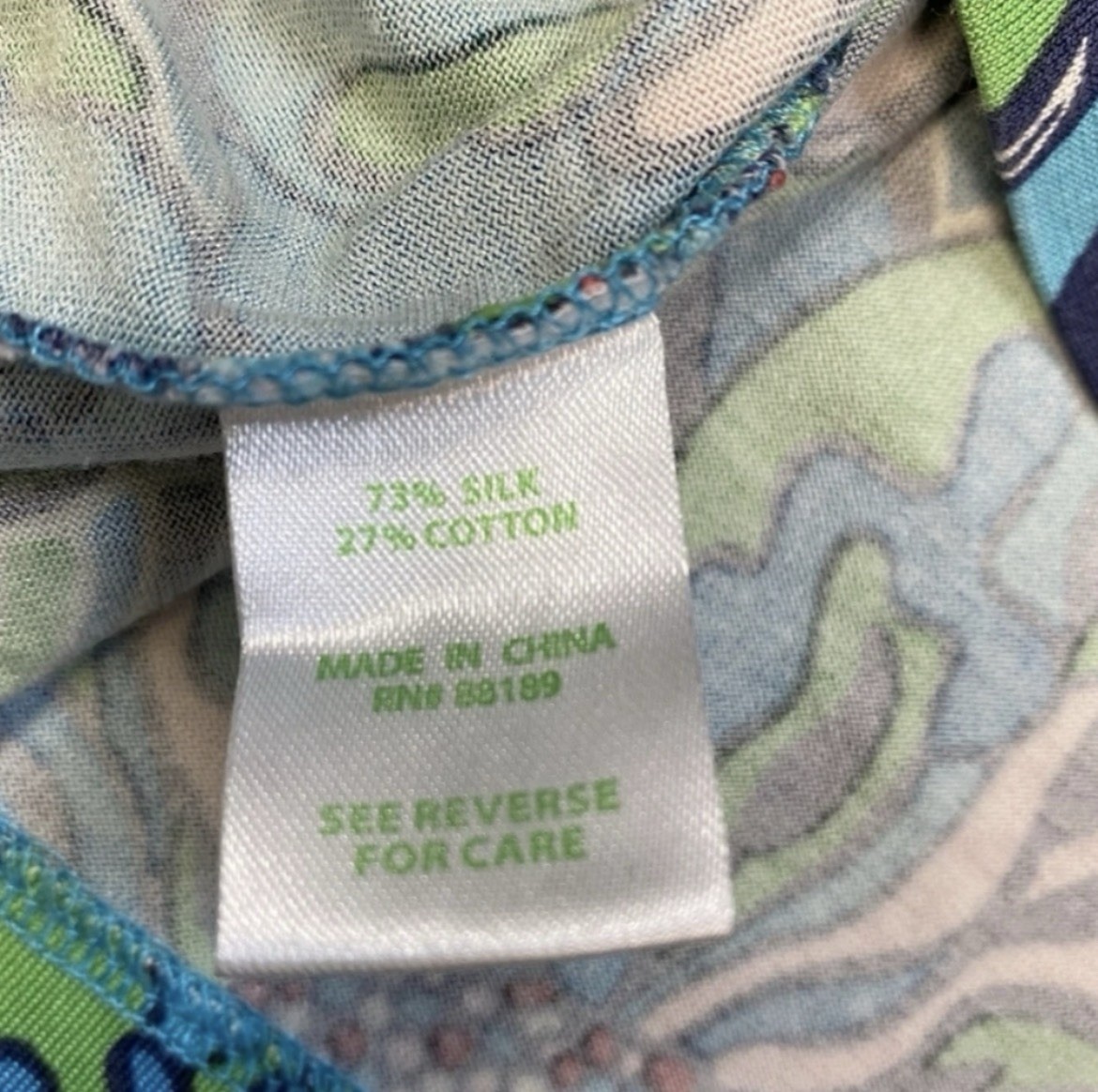 Lilly Pulitzer Blue/Green Floral Ruffle Shift Dress V-Neck Cap Sleeve S