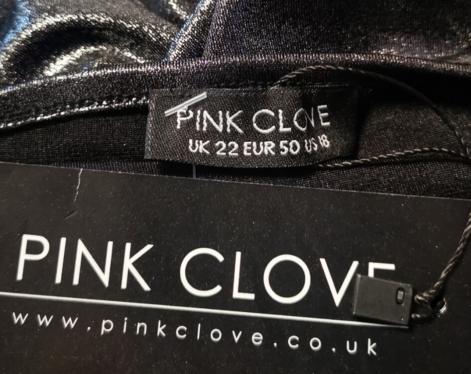 Pink clove plus ruched side bodycon dress UK 20-22 womens metallic evening party
