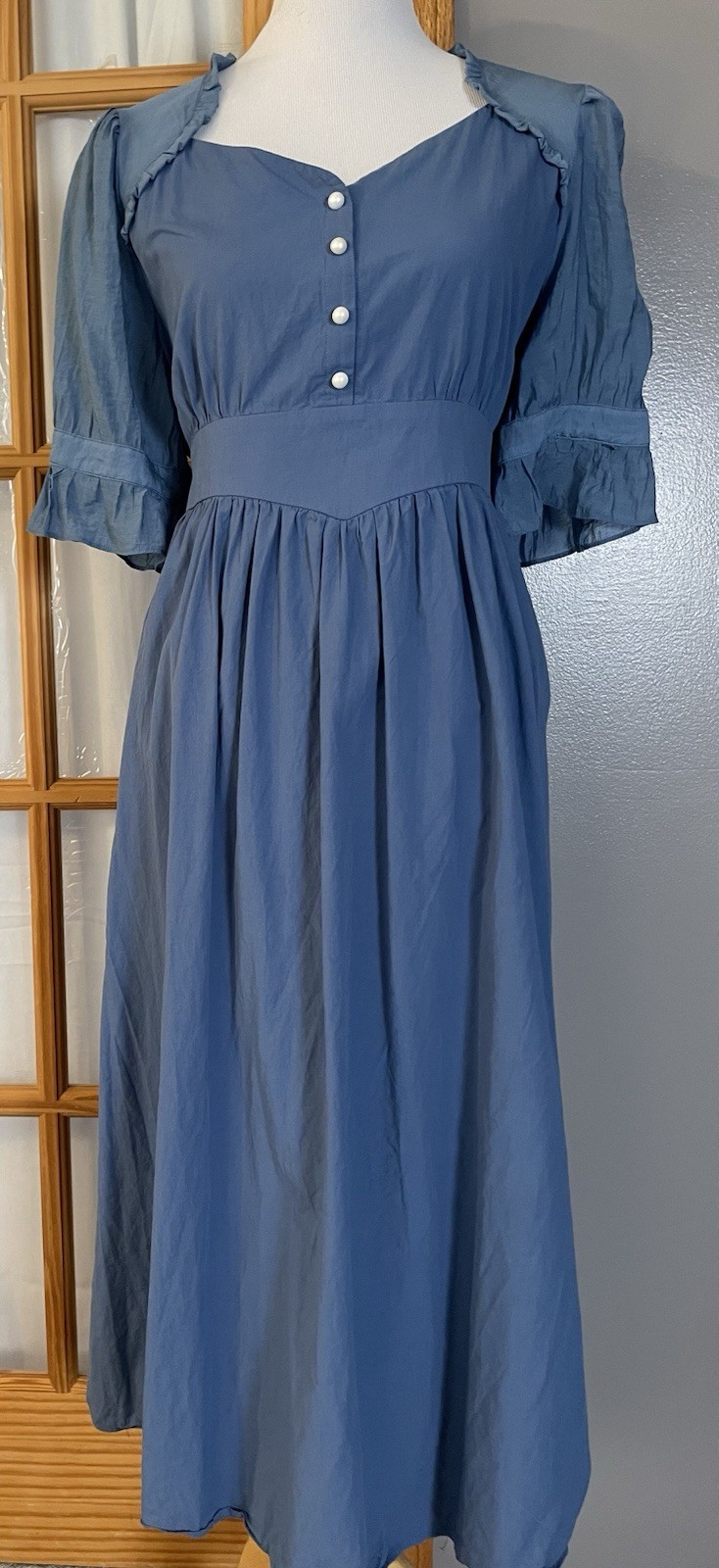 Scarlet Darkness Retro Style Midi Dress 2XL Blue Faux Pearl Tie Back Classic