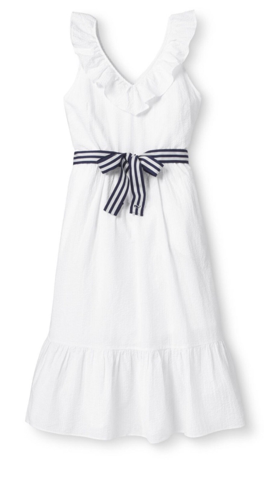 Target Vineyard Vines White Ruffle Midi V Neck Tie Waisted Dress Pockets Small