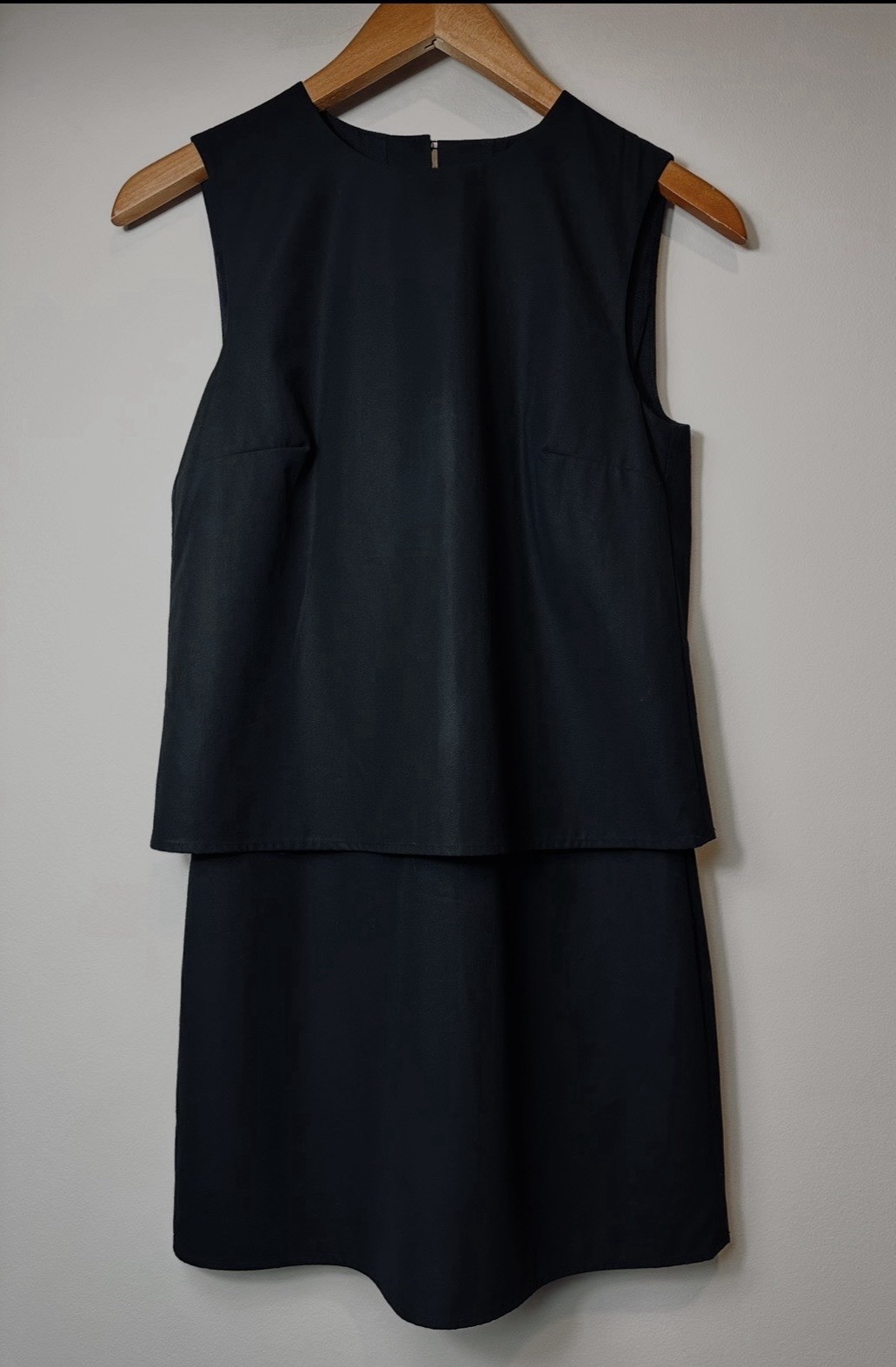 NWT Theory Layered Shift Dress 00 Black High Twist Cotton Sleeveless Mini $345