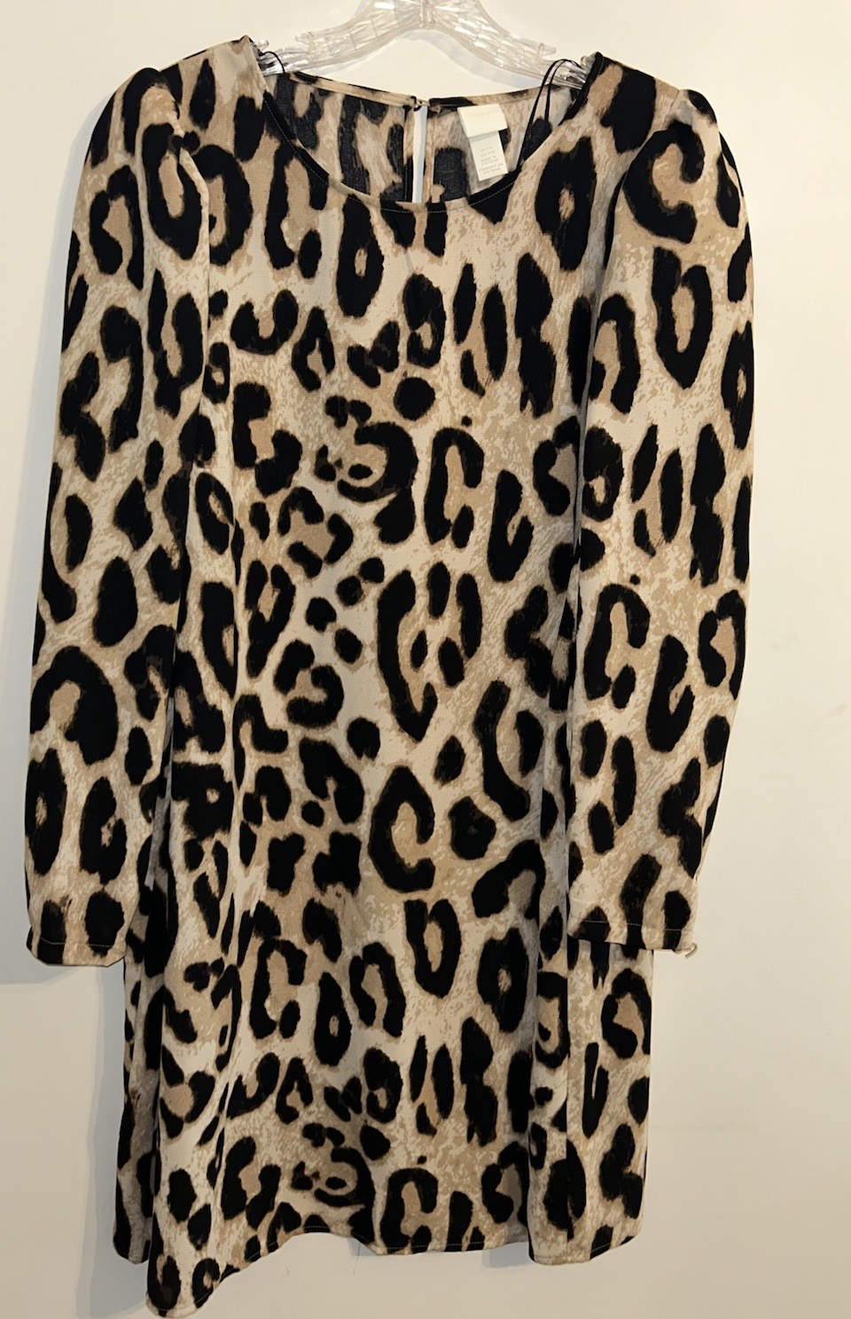 H&M Leopard Print 2XL Mini Shift Dress Long Sleeve EUC