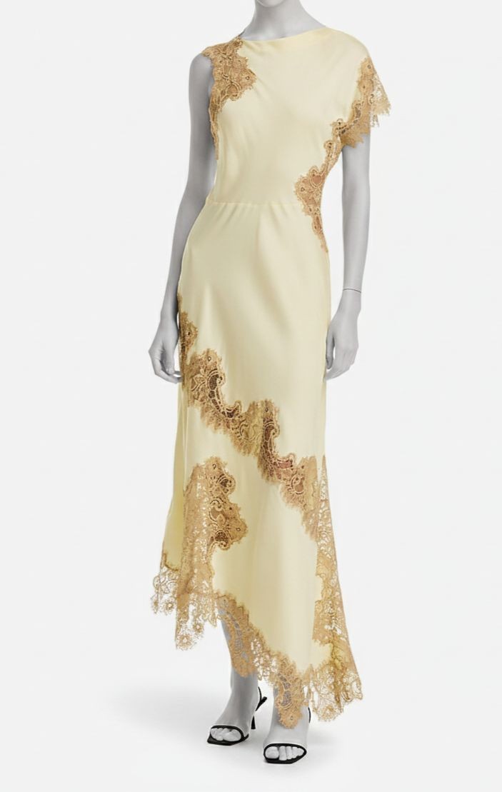 A. L.C. Women’s Yellow Alessia Lace-Trim Dress Size 2