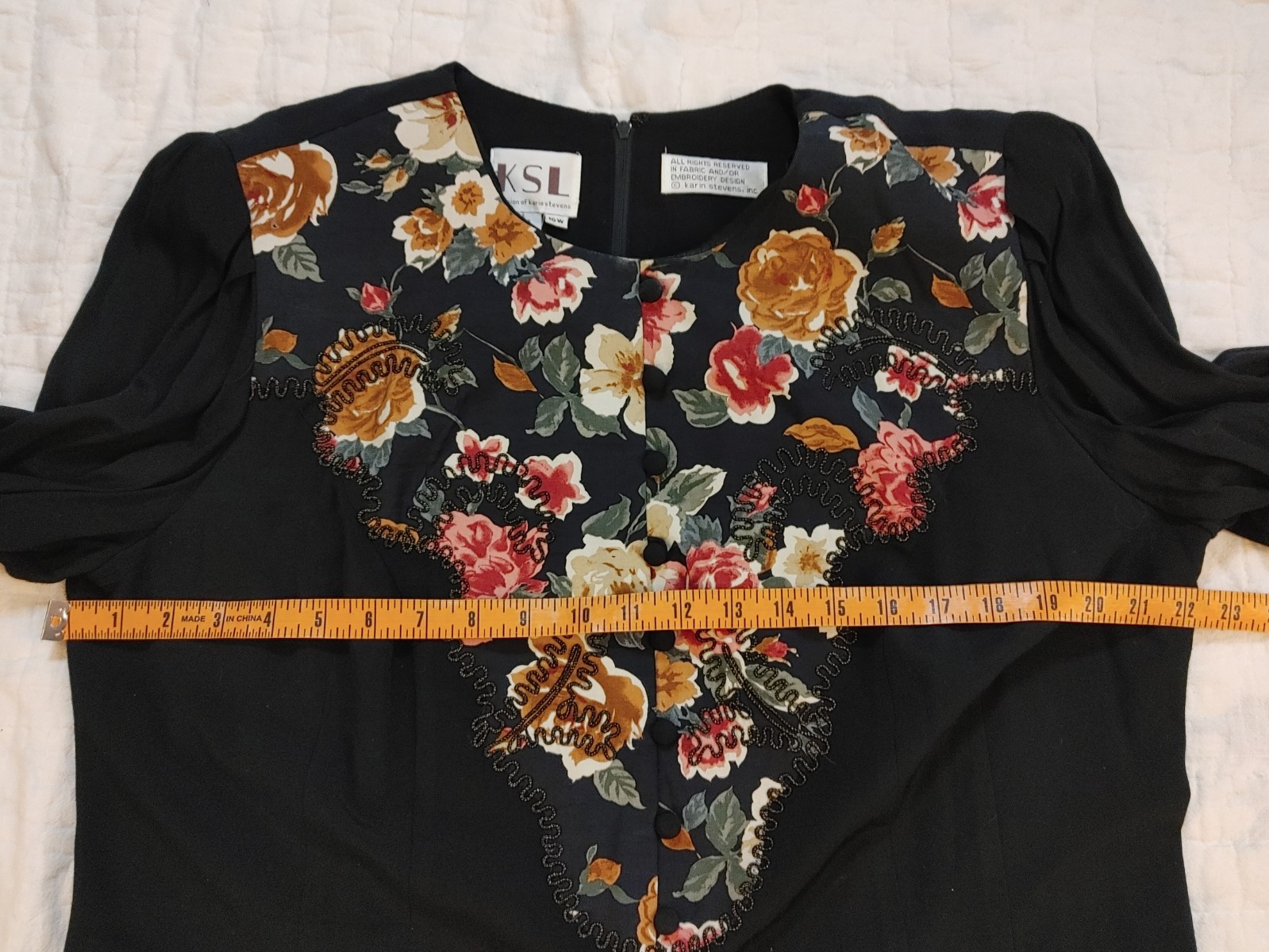 Vintage 90’s Dress Karin Stevens Womens sz 16W KSL Drop Waist Layered Floral