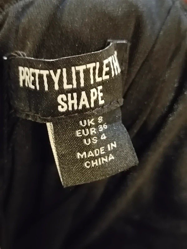 PLT Pretty Little Thing Shape Black Sequin Corset Ruched Bodycon Dress Size UK 8