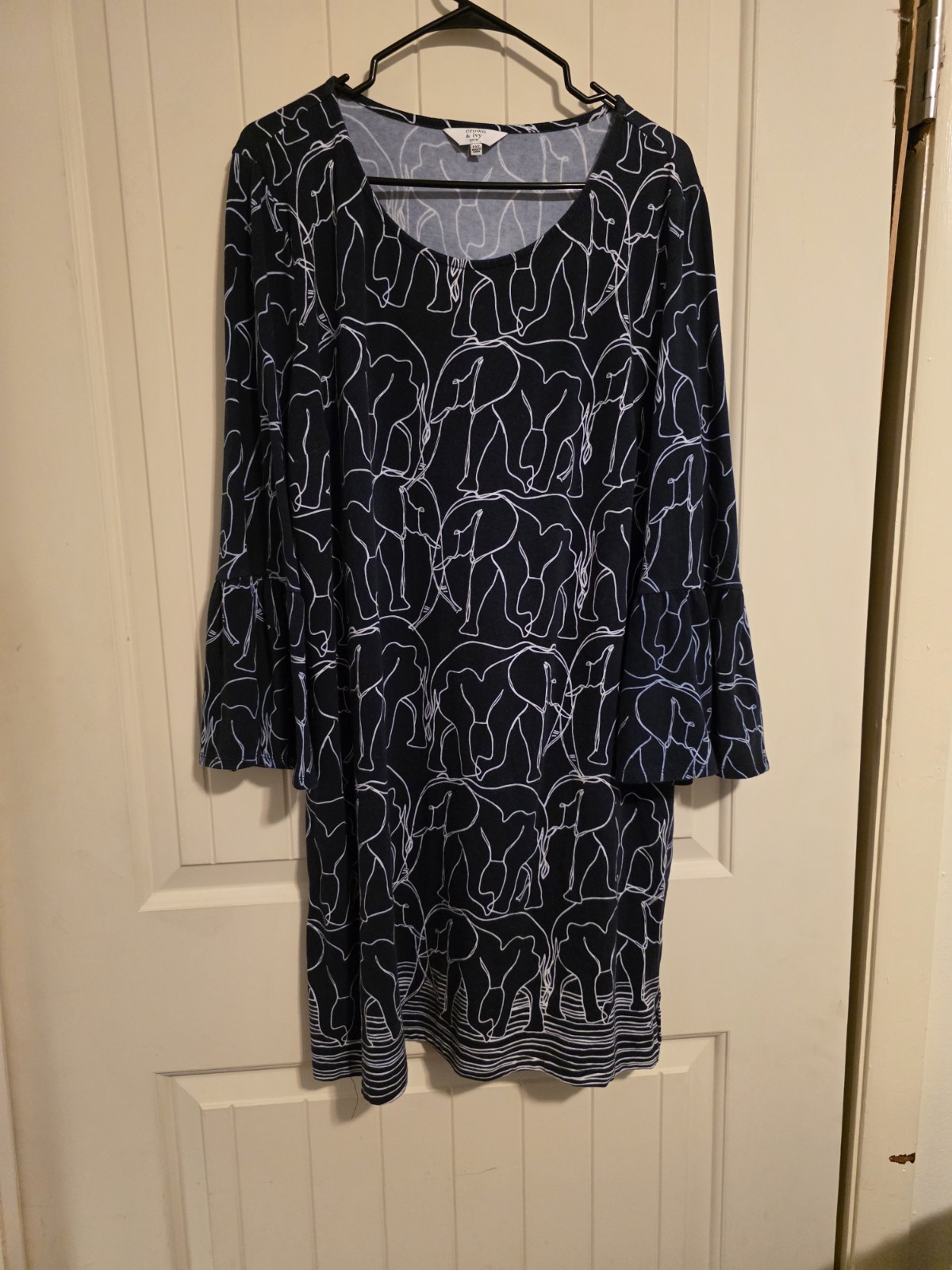 Crown & Ivy PXL Blue Dress/tunic With Elephant Pattern Very Cute