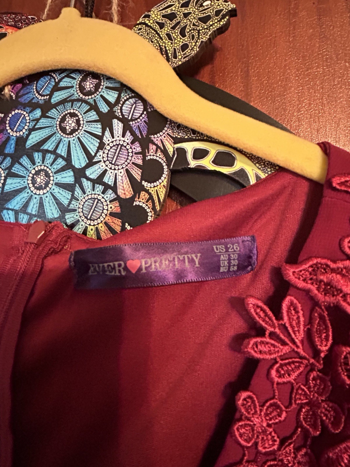 Ever Pretty Burgundy Ball Gown Long Dress V-Neck Embroidered Long Sleeve 26