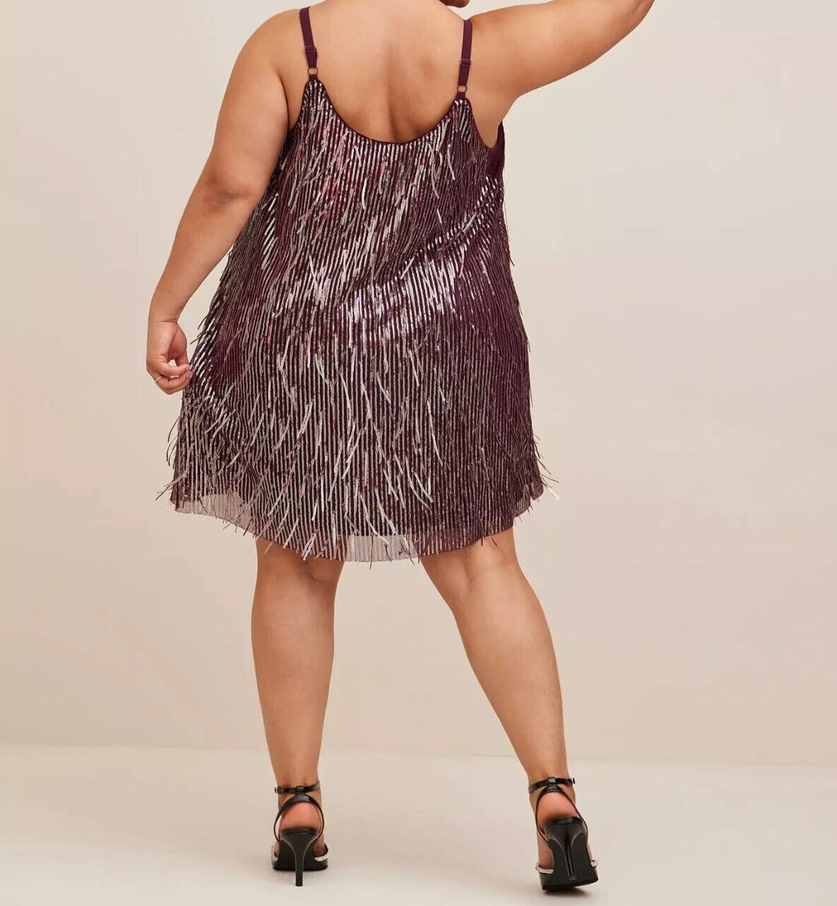 Torrid Mini Sequin Fringe Shift Silhouette Dress Purple 4 4X 26 #A99768