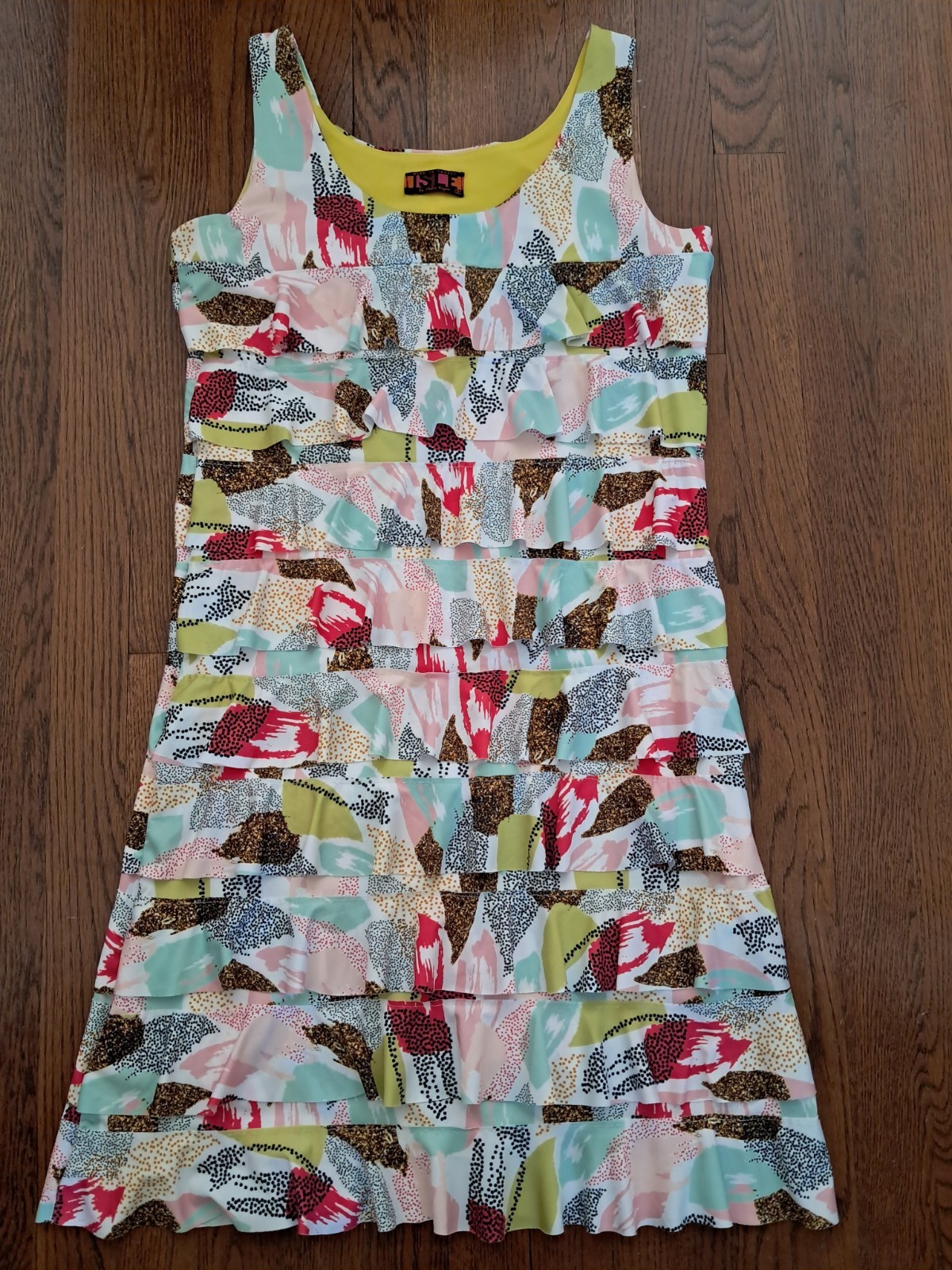 Isle by Melis Kozan ChaCha Stretch Tiered Ruffle Dress Women’s Small