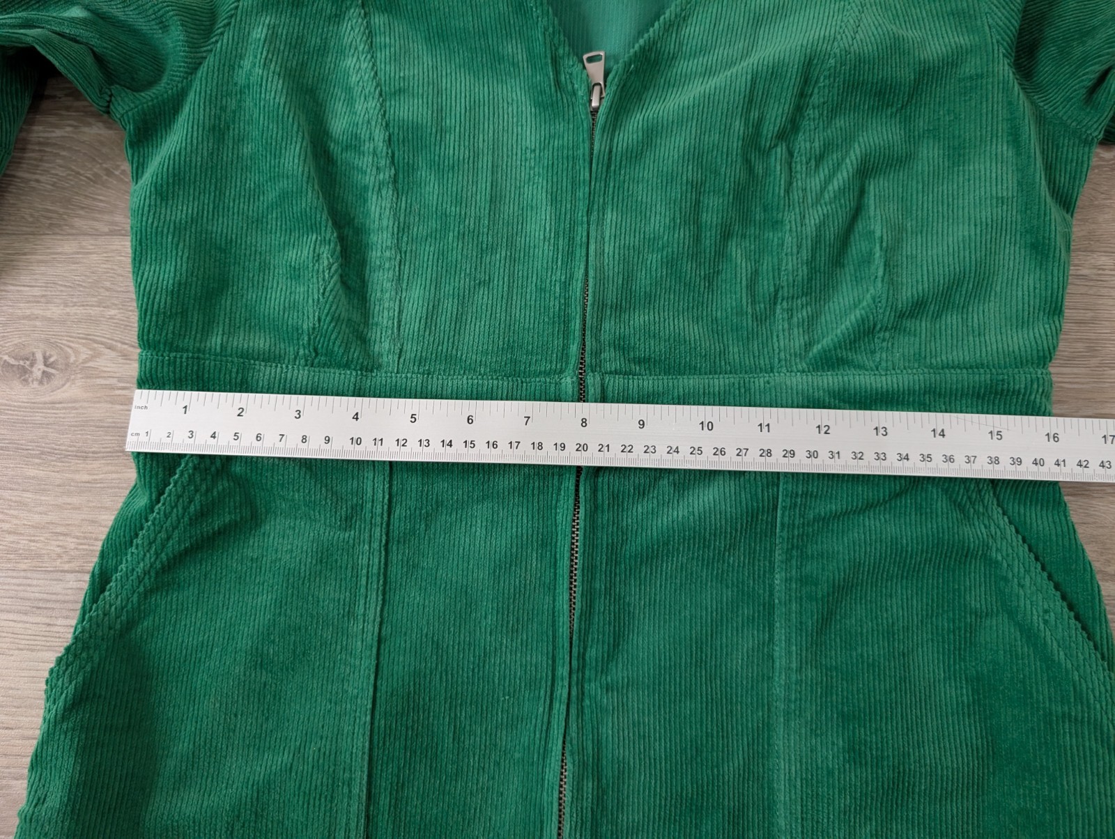 Oliver Bonas Green Corduroy V-Neck Mini Dress UK Size 10