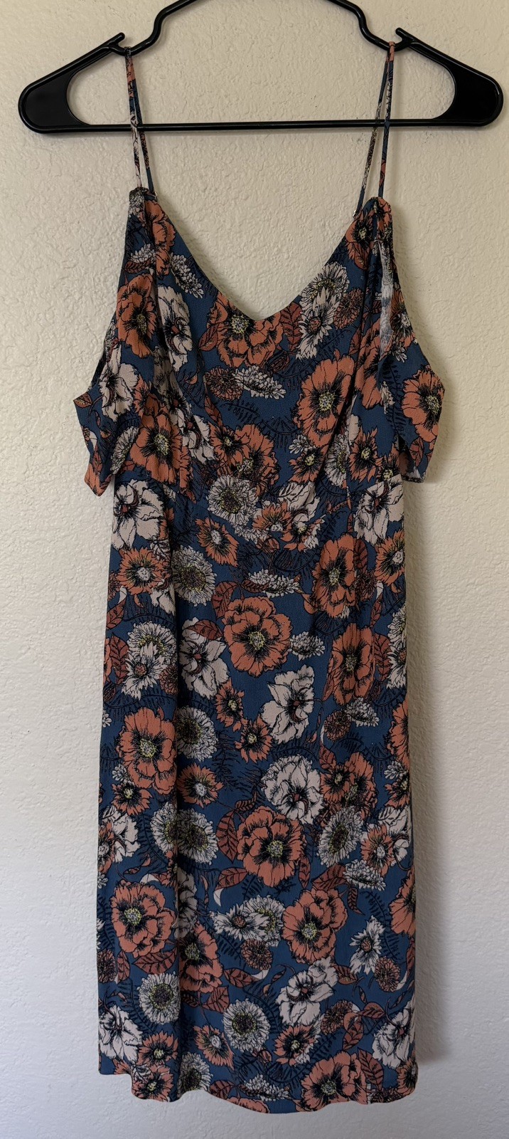 ASTR The Label Blue Orange Medium Cold Shoulder Cami Floral Sun Dress Festival