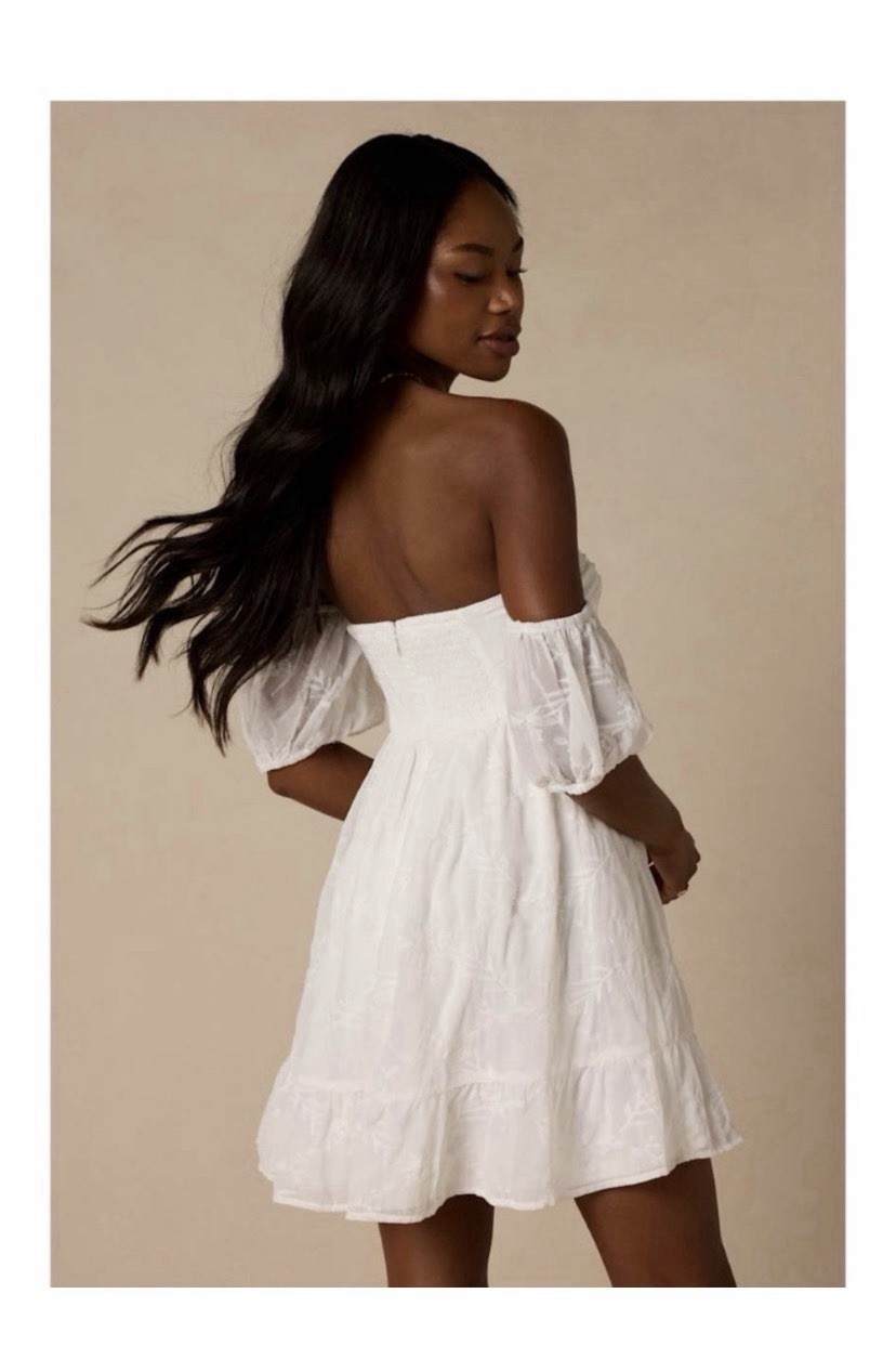Lulus White Embroidered Off The Shoulder Mini Dress Size XL
