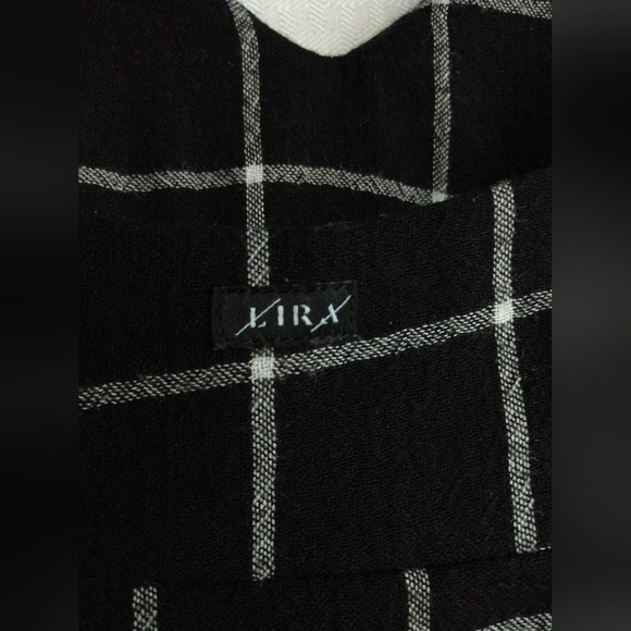 Lira Mini Dress Black White Check Faux Knot Wrap Front Size Small Chest 28″