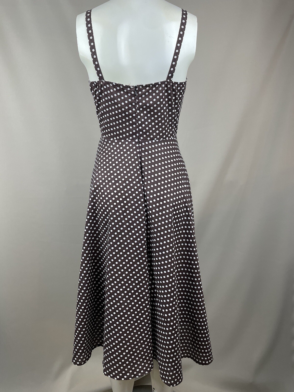 Stop Staring! Vintage Full Circle Sun Dress Small Brown Polka Dot Swing Retro