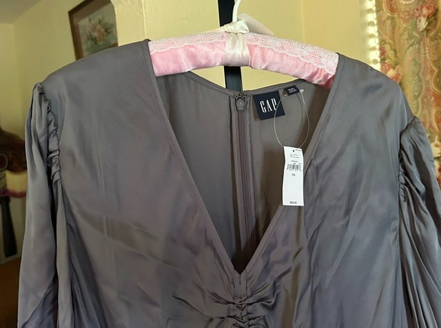 GAP Grey Satin Runched Dress XXL NWT