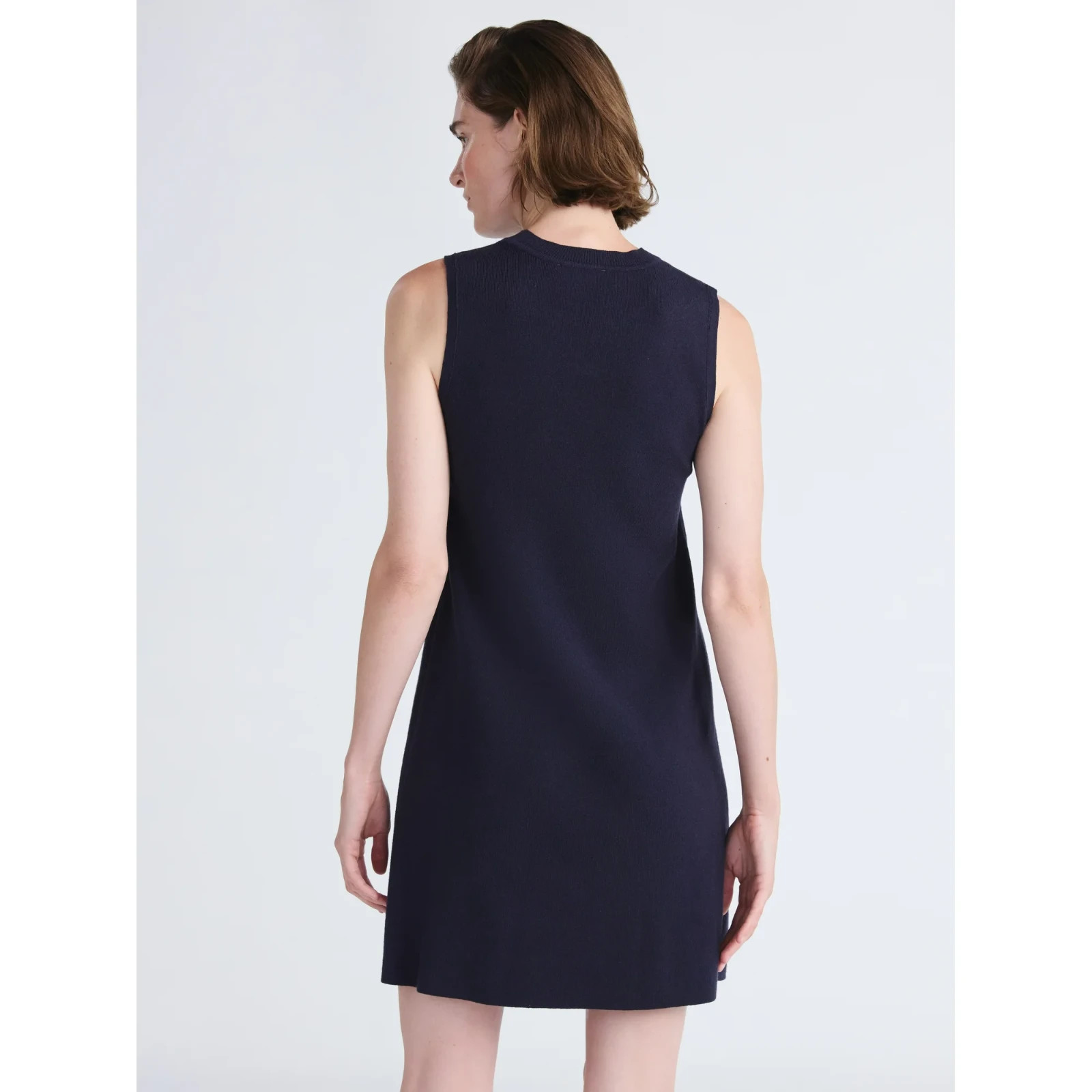 Free Assembly Women’s Sleeveless Navy Floral Jacquard Mini Sweater Dress M/L/2XL