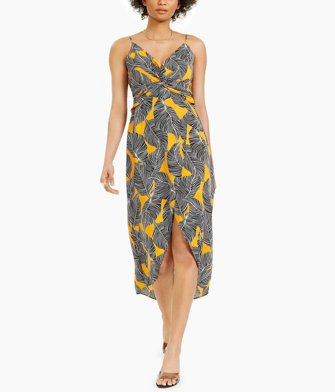 Bar III Twist-Front Printed Midi Dress MSRP $99 Size XS # 12B 1254 NEW