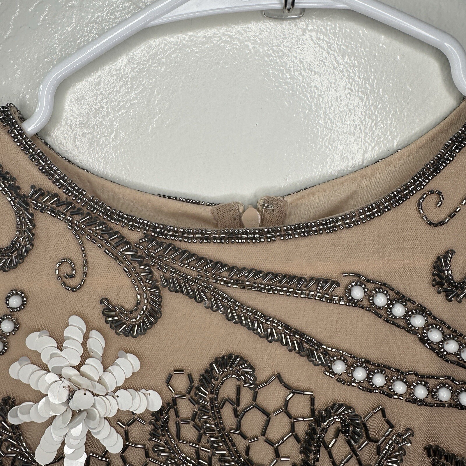 Gianni Bini Elise Beaded Sequin Midi Cocktail Dress Size 2 CHAMPAGNE Stunning