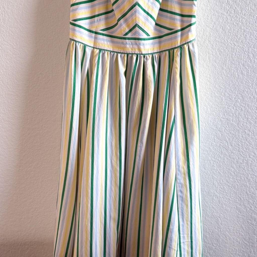 La Ligne Tracey Striped Midi Sundress in Yellow and Kelly Green