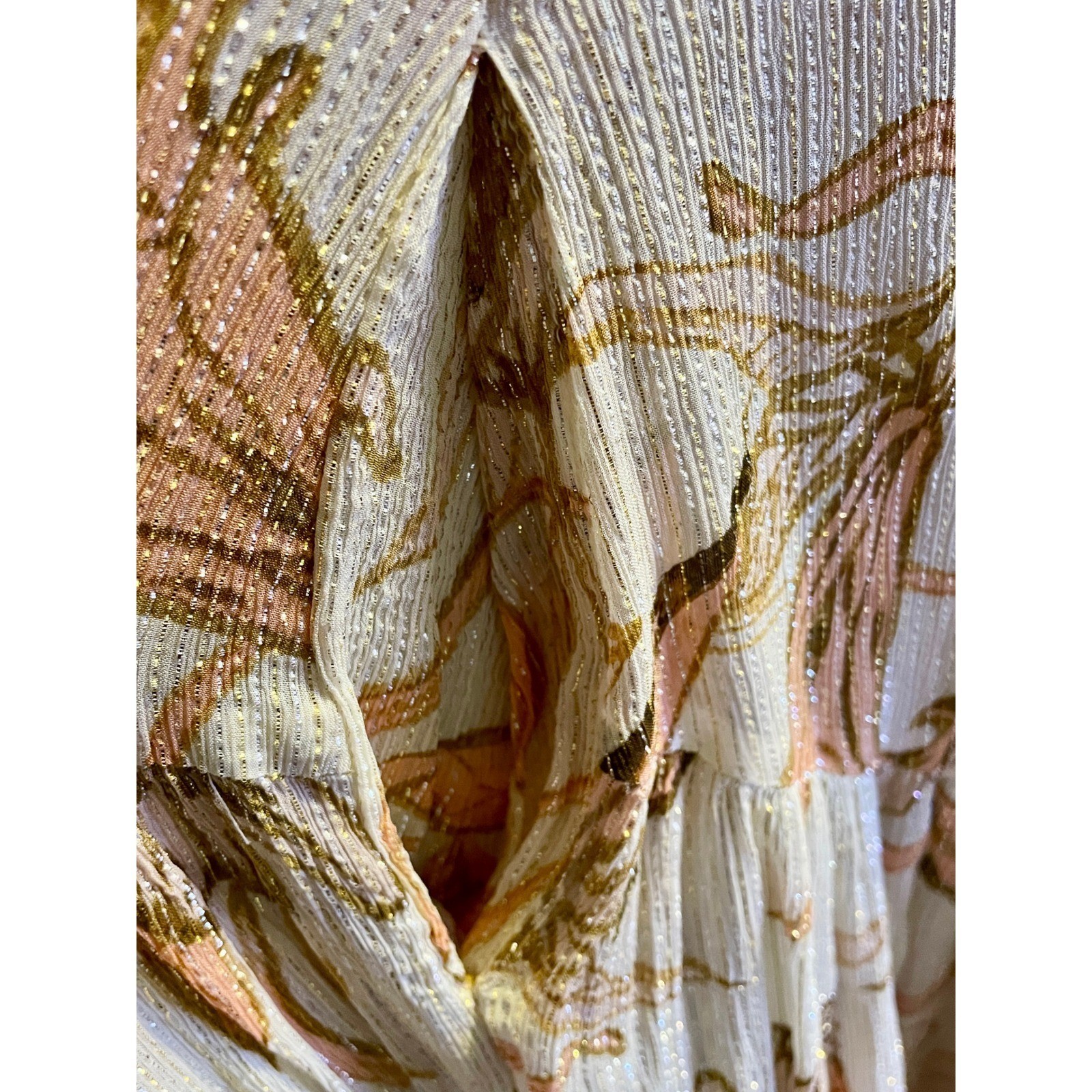 Free People Bare It All Metallic Lurex Floral Maxi Dress L Open Back OB1154918