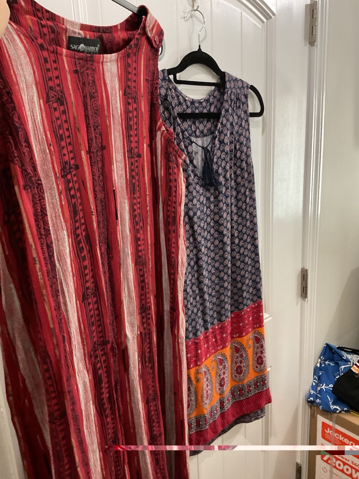 Set Vtg India Cotton Dresses Boho Midi Length Set Of 2 Sz Large