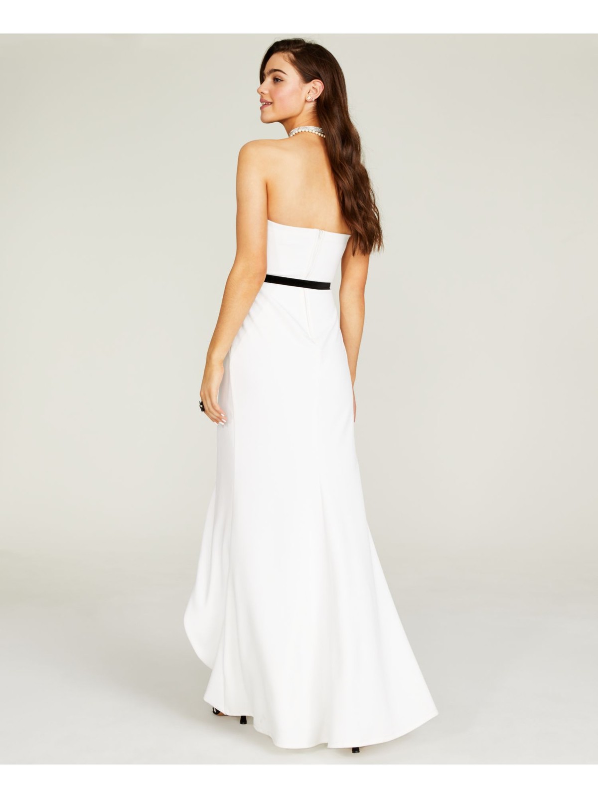B DARLIN Womens Full-Length Dress Ivory Belted Sleeveless Juniors 1516
