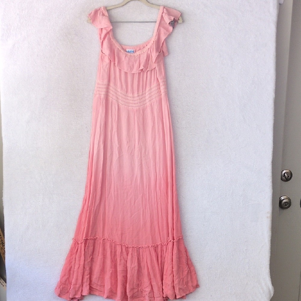 Soaked Women’s Smocked Pink Gradient Beach Vacation Dress Size S