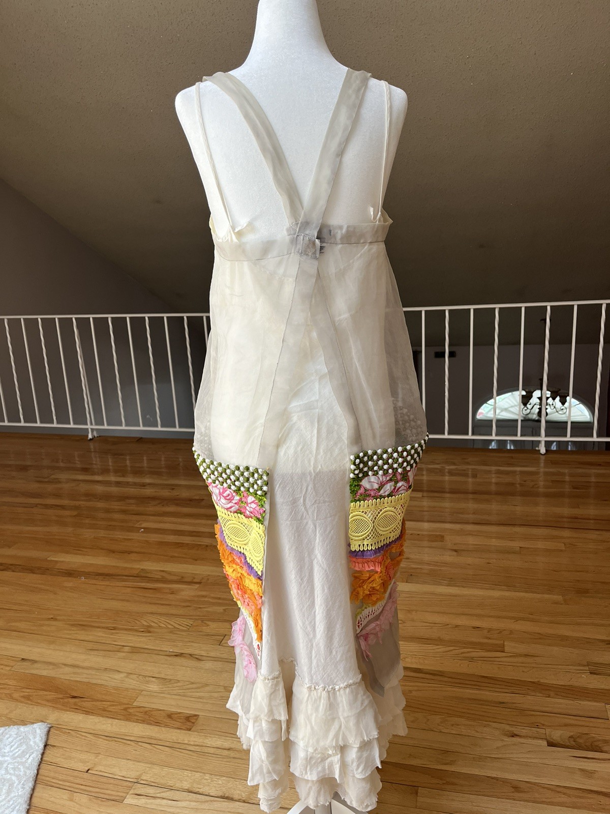 DOSA One Size 100% Cotton Sheer Embellished Apron Overlay Artisan Bohemian layer