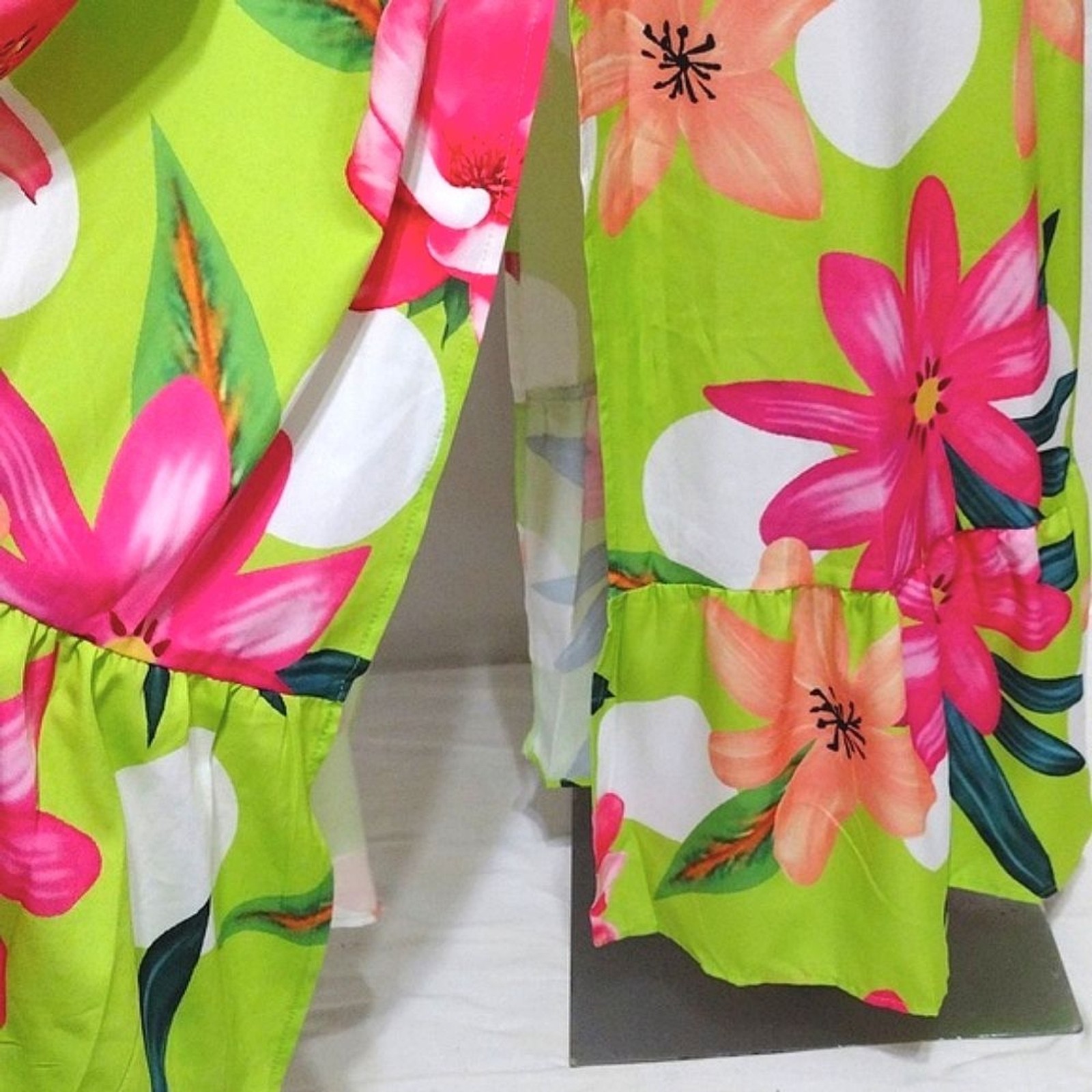 ChicMe Tropical Floral Maxi Dress Small Ring Front Cutout Open Back Double Slit