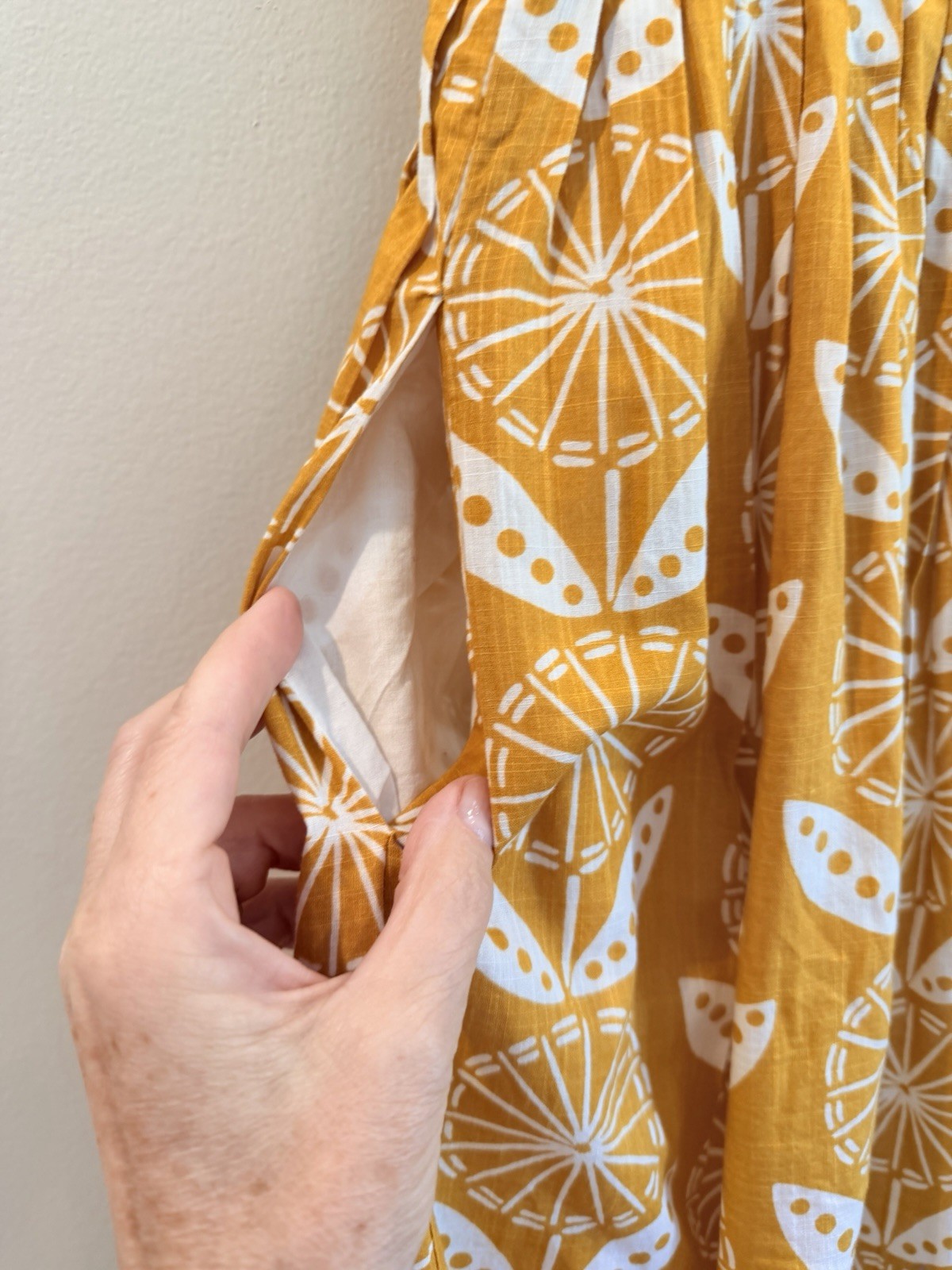 Boden Nancy Sunflower Yellow White Floral Cotton Fit Flare Dress Womens 8 Summer