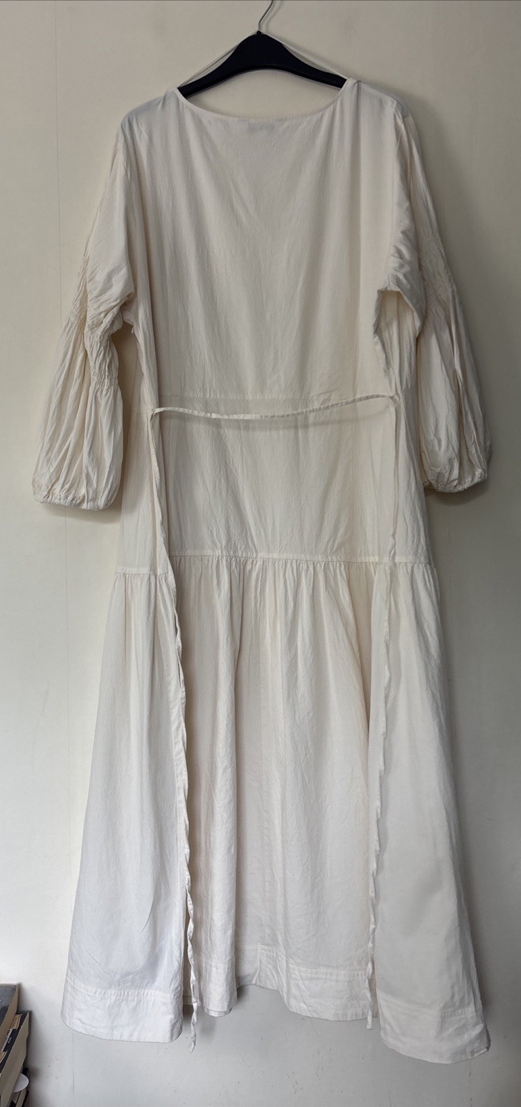 Marks & Spencer Cream Puff Sleeve V Neck Midi Dress Size UK 20