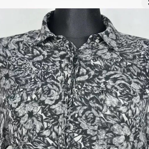 New $290 All Saints Eley Rosey Black Grey Midi Floral Women’s US 4 Viscose D9