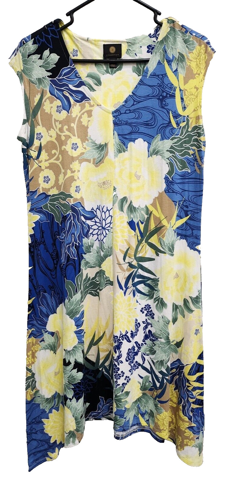 JM Collection Womens Mini Dress Medium Petite Blue Floral Sleeveless Beach