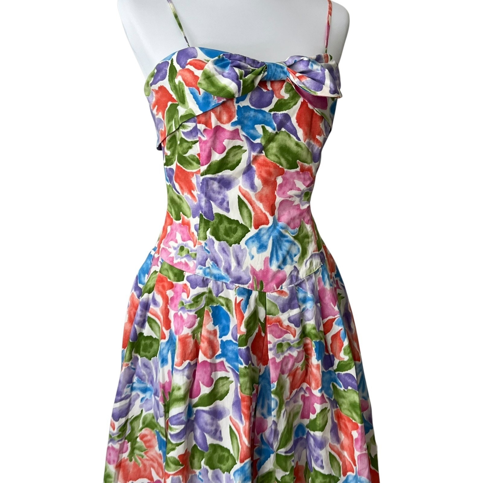 Vintage Womens Dress Medium Retro Cotton 80s does 50s Removable Strapless Cruise