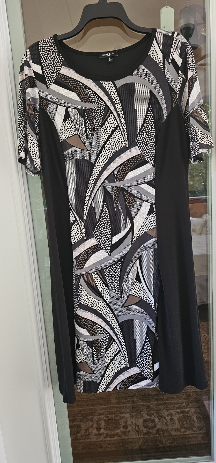 Sami & Jo Dress Short Sleeve Round Neck. Black, Grey, Brown and White 1X