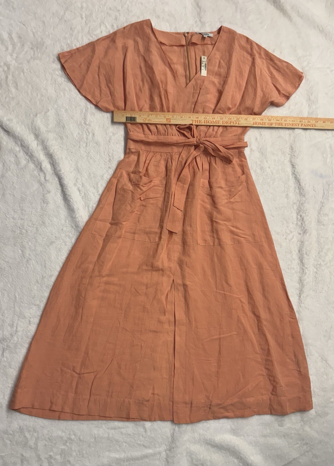 Madewell Linen Blend Dolman Sleeve Tie Waist Utility Midi Dress Tulip Size 4