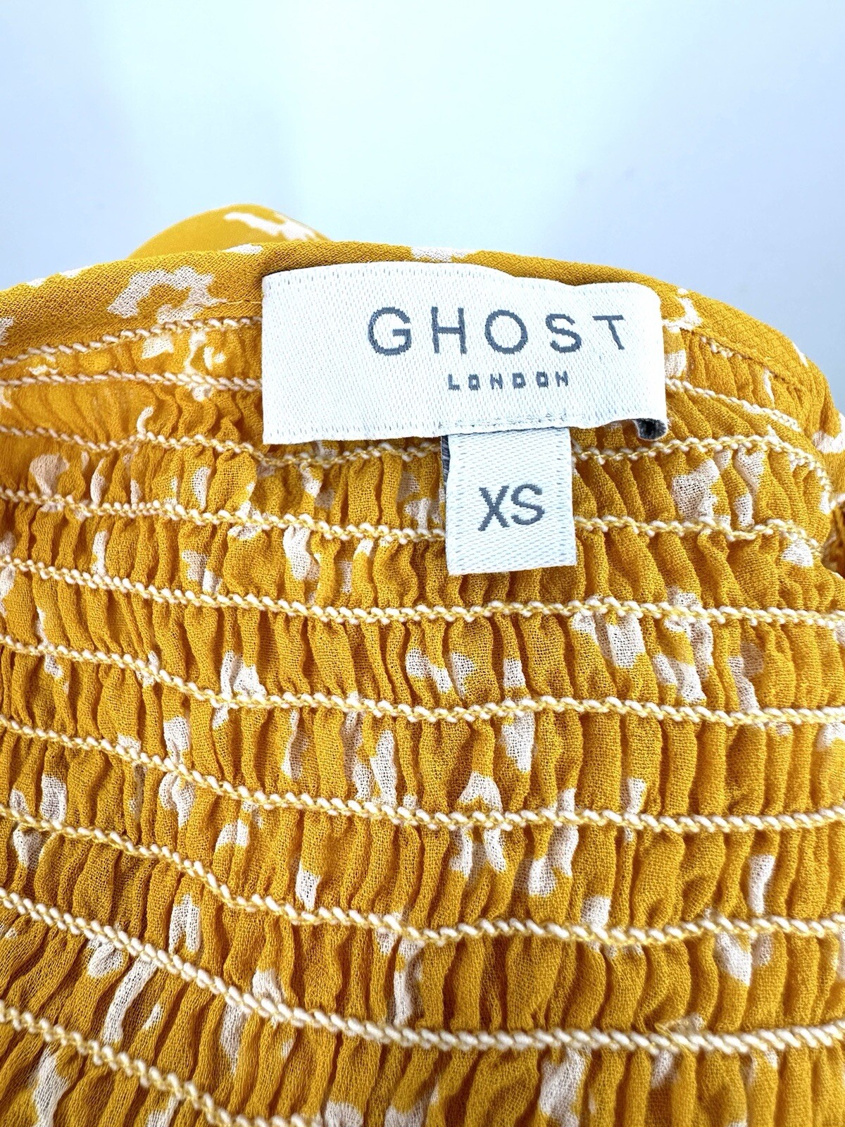 Ghost London Margaux Leopard-Print Dress Sun Yellow Midi Dress Size XS