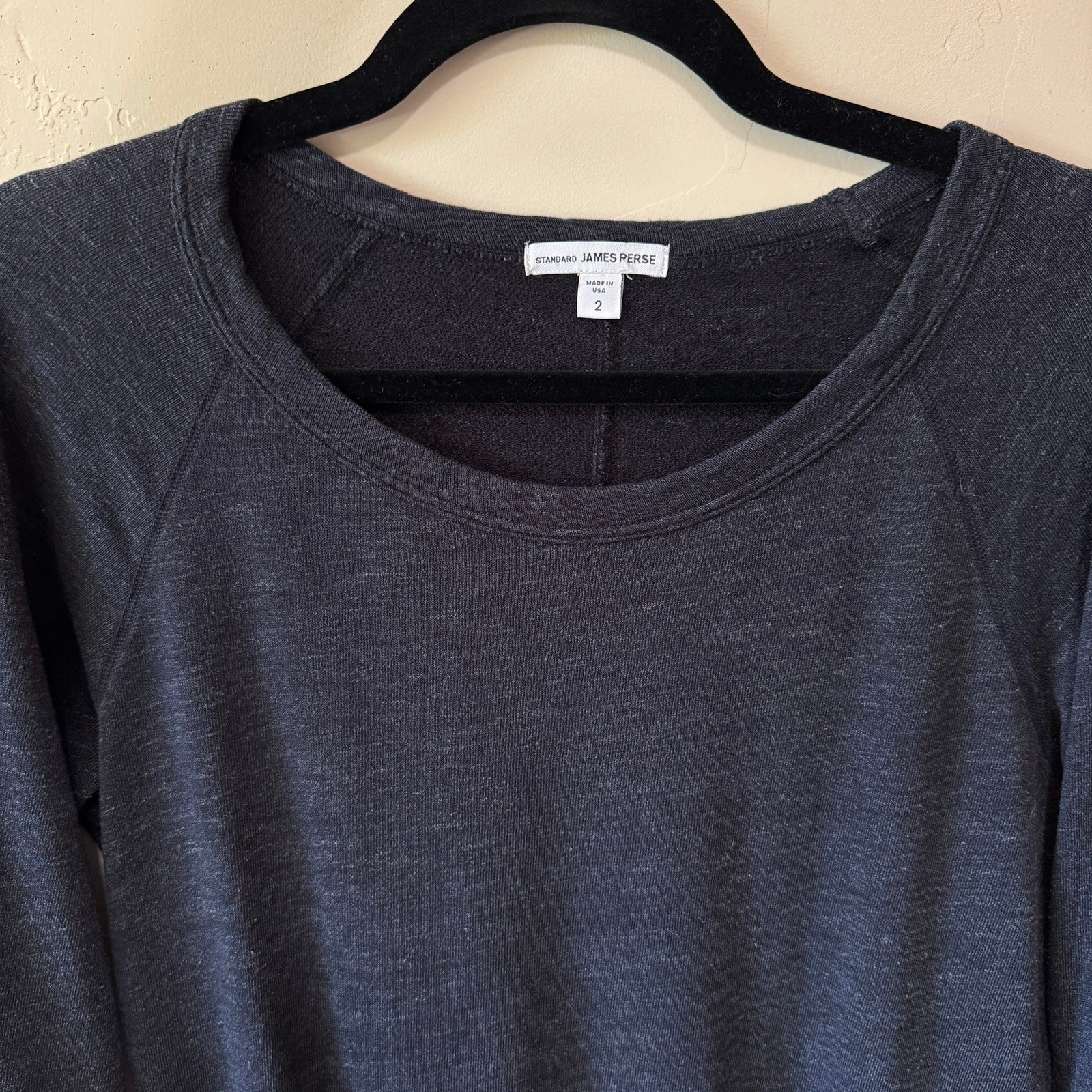 James Perse Raglan Sweatshirt Dress Womens 2 Black Terry Made USA