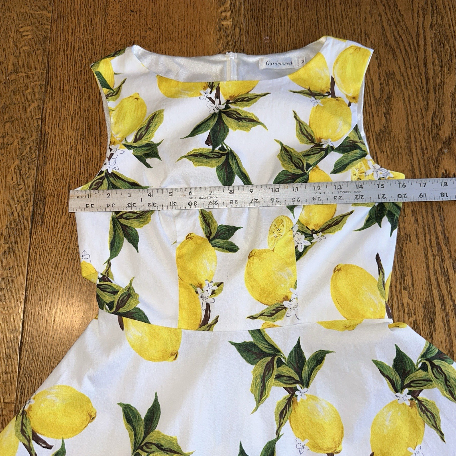 Retro Lemon Dress Medium Euro Summer Cottagecore Romantic Fit Flare Gardenwed