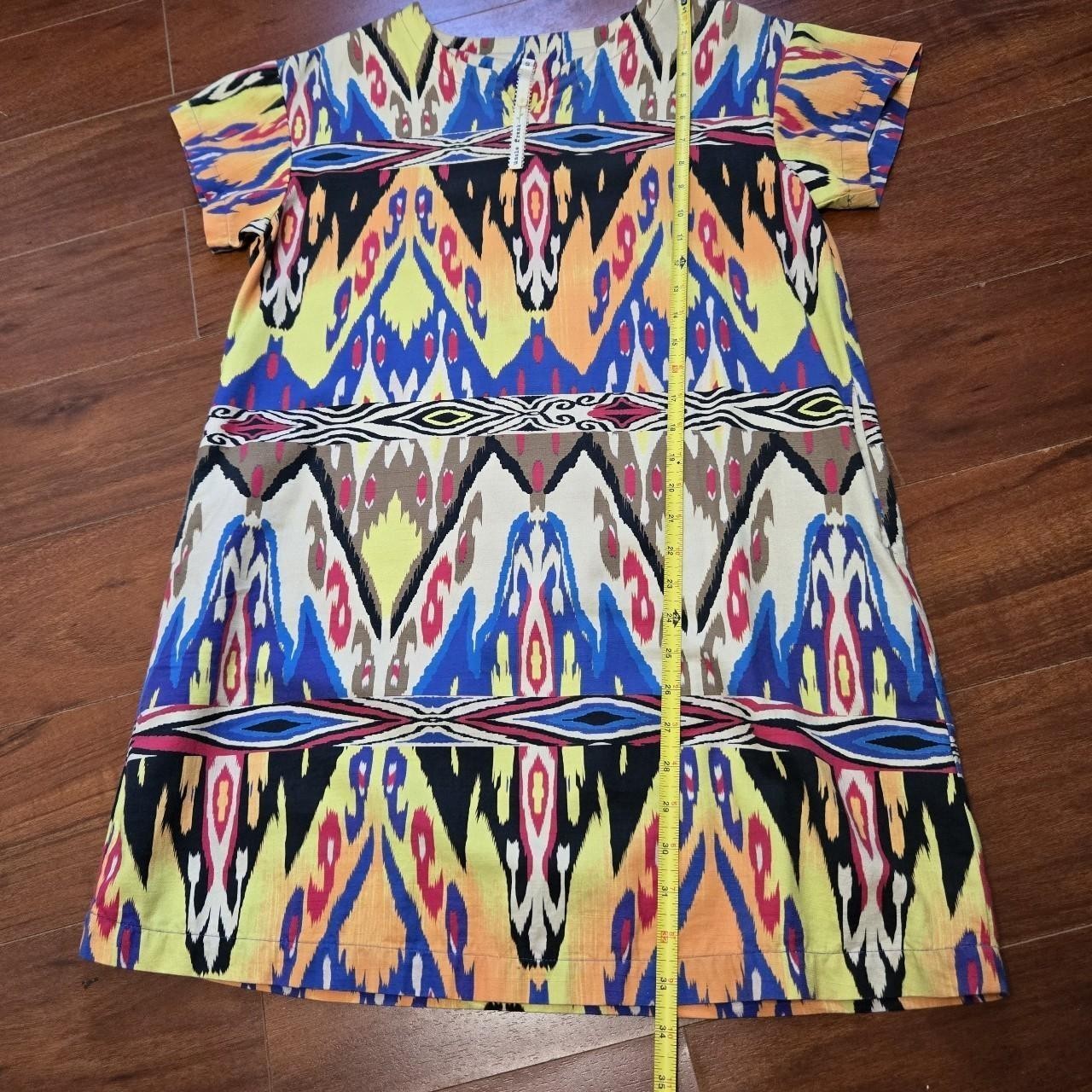 Uncle Frank Multicolor Geometric Aztec Shift Dress V-Neck Zip Short Sleeve S