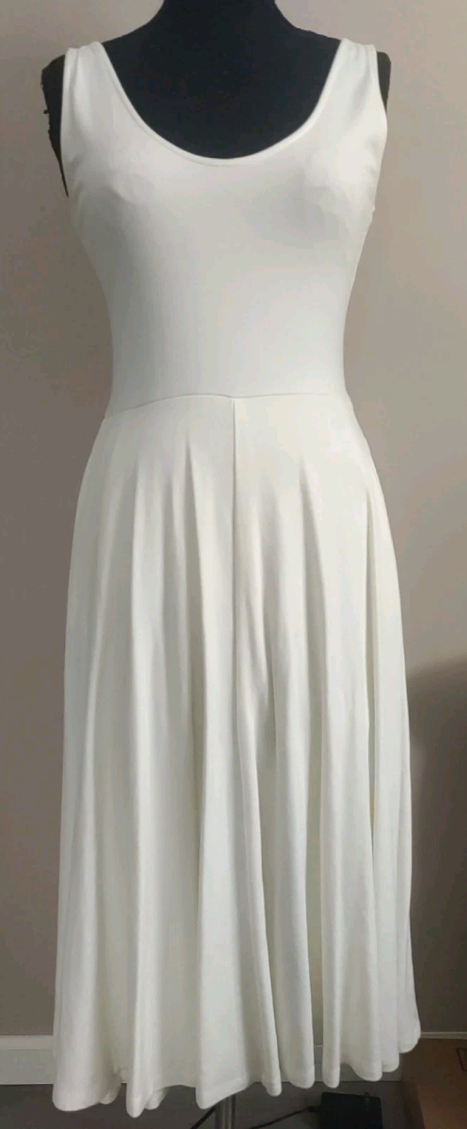 leith Women Ivory Fit Flare Sleeveless Classic Minimal Sun Dress Size L
