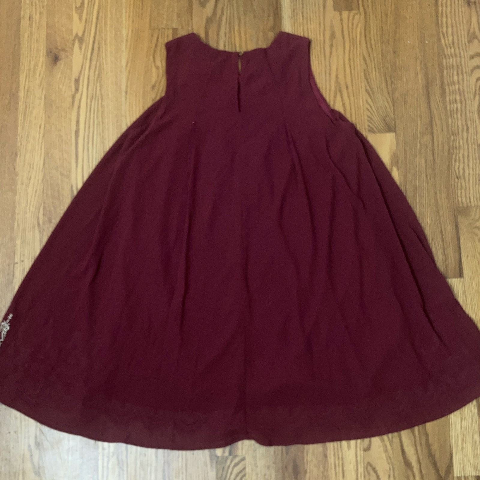 She + Sky L Burgundy Sleeveless Shift Dress Knee Length Round Neck Lined Zip