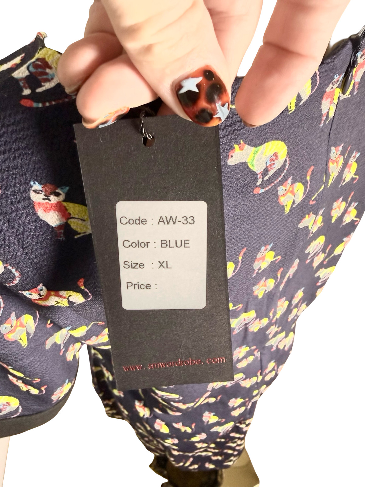 SM Wardrobe AW-33 Cat Print Short Sleeve Mini Dress