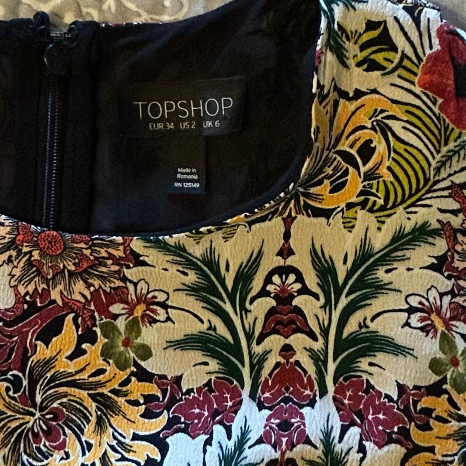 TOPSHOP Garden Floral Print Boho Peekaboo Sides Black Lace-Up Sleeveless Dress