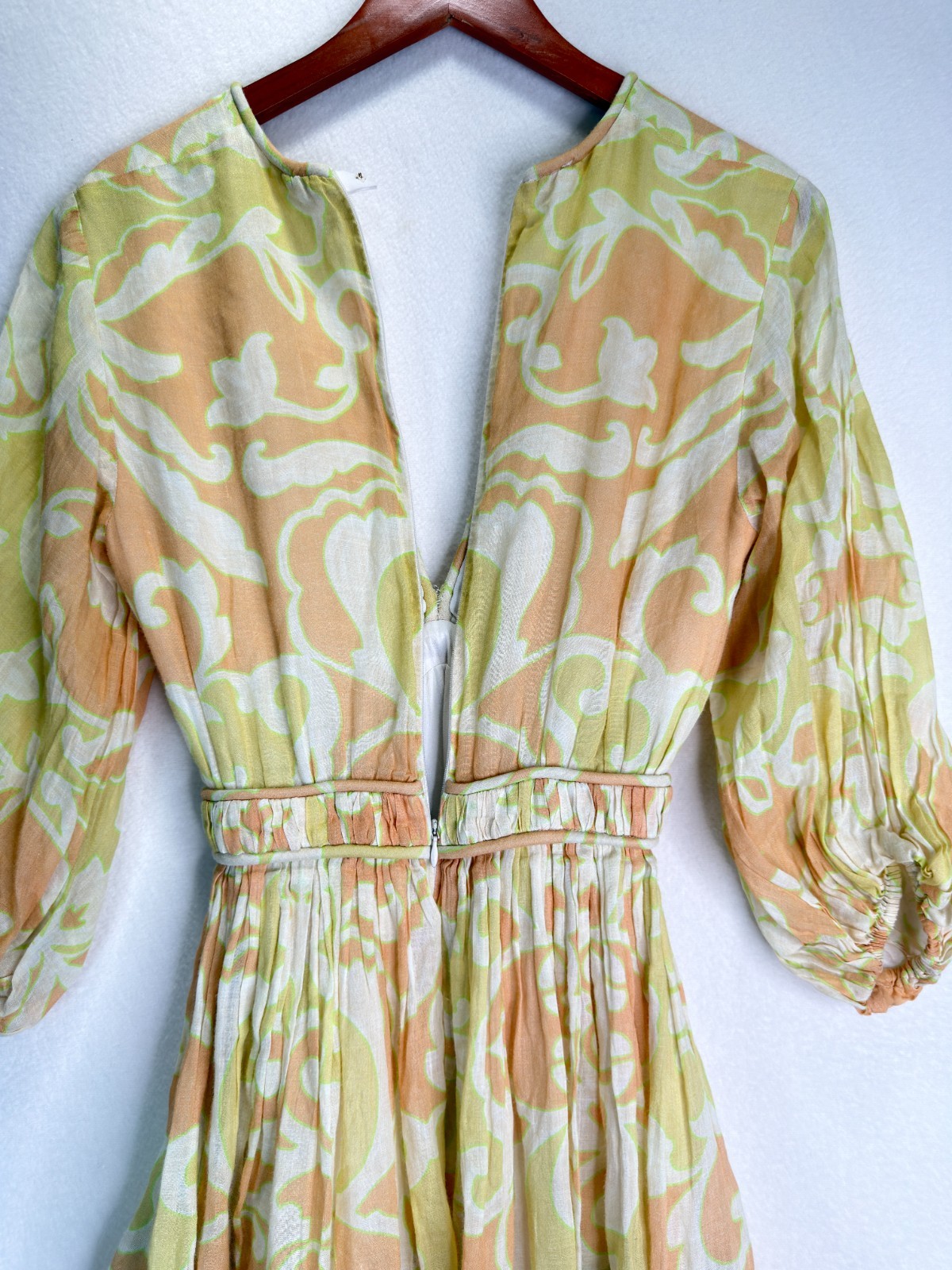 ALEXIS Capri Short Mini Dress Yellow Abstract Print 3/4 Sleeve, Size S